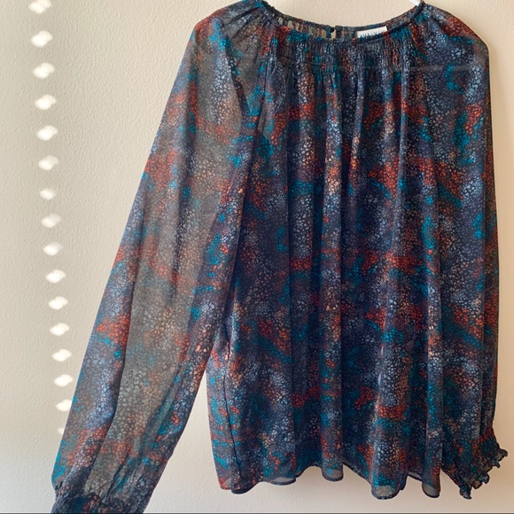 Ava & Viv Tops - Ava & Viv Print Sheer Blouse w/ Camisole